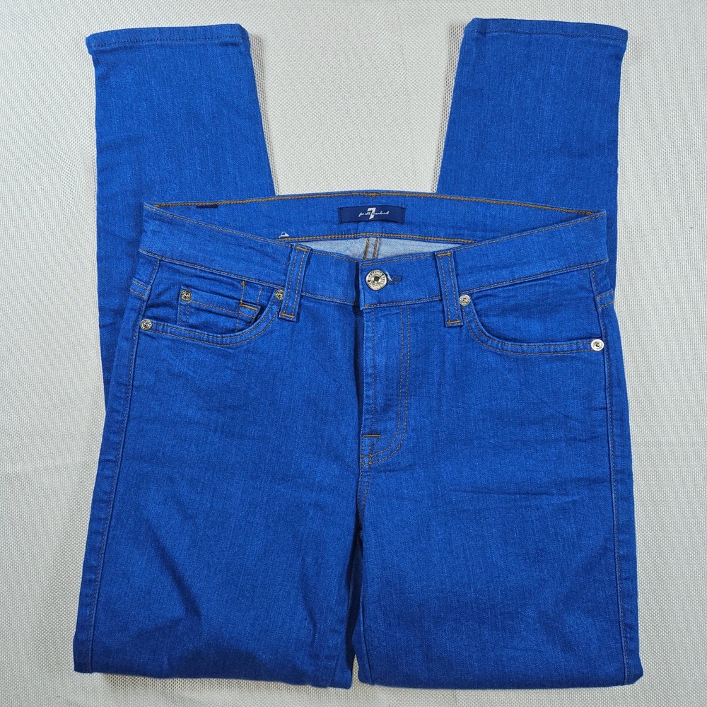 7 For All Mankind Womens‎ Blue Skinny Zipper Ankle Jeans Size 28